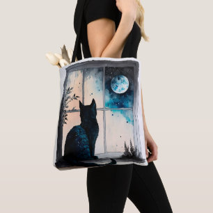 SCHÖNE WASSERFARBE SCHWARZE KATZE IM FENSTER