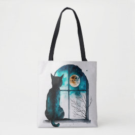 SCHÖNE WASSERFARBE SCHWARZE KATZE IM FENSTER