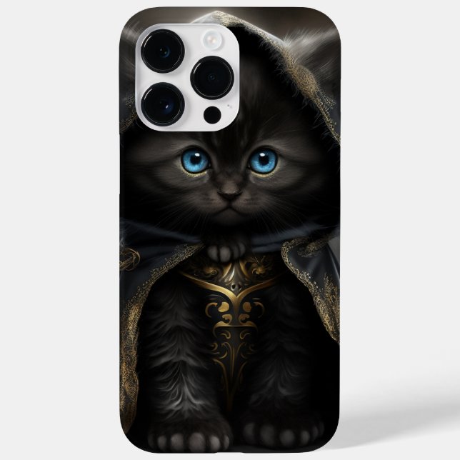 SCHÖNE WASSERFARBE SCHWARZE KATZE MIT GOLDSCHEIBE Case-Mate iPhone HÜLLE (Rückseite)
