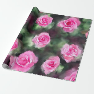 Schöne Wasserfarbe Trendy Pink Roses Collection Geschenkpapier