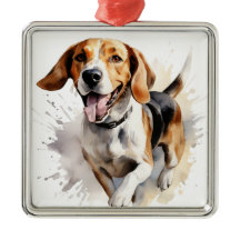 SCHÖNE WASSERFARBE TRI FARBE FOXHOUND HUND