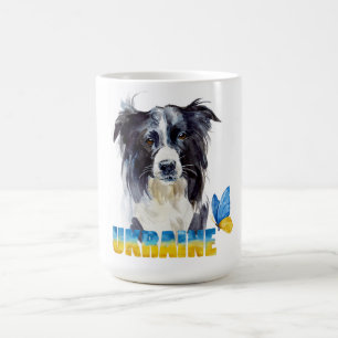 Schöne Wasserfarbe Ukraine Hund und Schmetterling Kaffeetasse