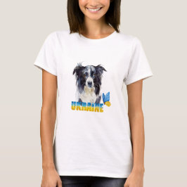 Schöne Wasserfarbe Ukraine Hund und Schmetterling T-Shirt