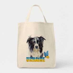 Schöne Wasserfarbe Ukraine Hund und Schmetterling Tragetasche