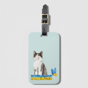 Schöne Wasserfarbe Ukraine Katze und Schmetterling Gepäckanhänger