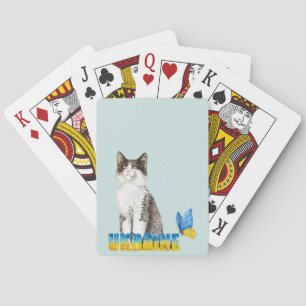 Schöne Wasserfarbe Ukraine Katze und Schmetterling Spielkarten
