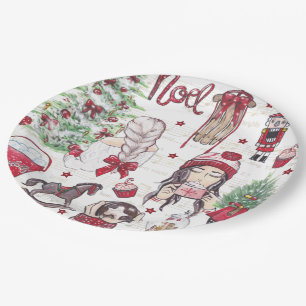 Schöne Wasserfarbe Weihnachten Rot Pappteller
