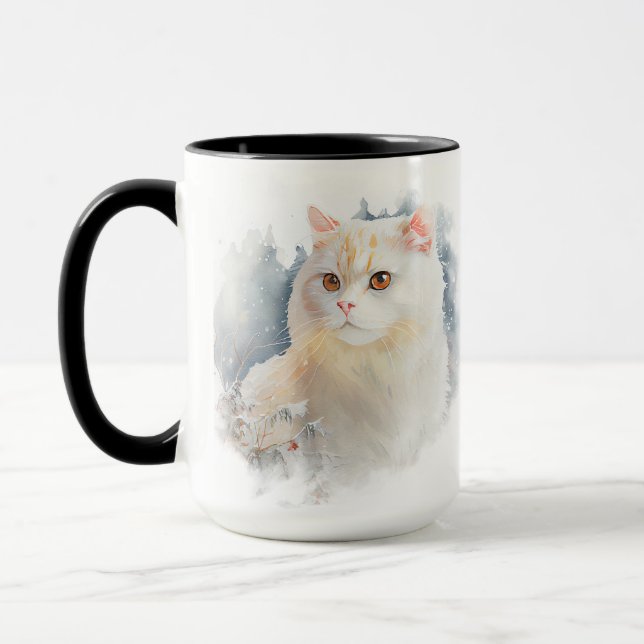 SCHÖNE WASSERFARBE, WEISSE TUXEDO CAT TASSE (Links)