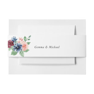Schöne Wasserfarben Blumen & Grüne Hochzeit Einladungsbanderole