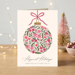 Schöne Wasserfarben-Blumen-Weihnachtskugel Feiertagskarte