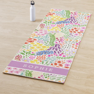 Schöne Wasserfarben-Blumenblüte mit individuellem  Yogamatte