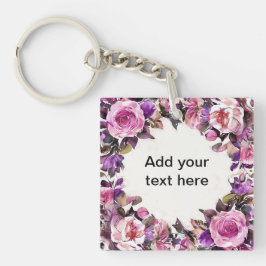 Schöne Wasserfarben-Blumengrenze Schlüsselanhänger