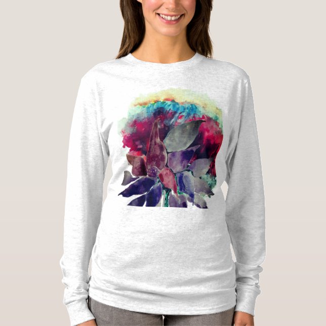 Schöne Wasserfarben-Blütenblumen  T-Shirt (Vorderseite)