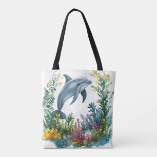 Schöne Wasserfarben-Delfin-Tasche