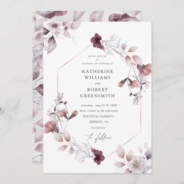 Schöne Wasserfarbenfall Blumen Hochzeit Einladung (Vorne/Hinten)