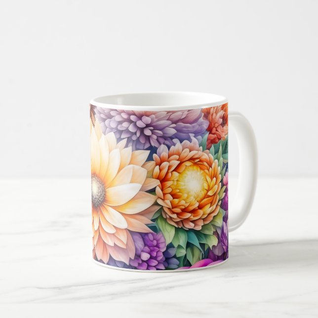 Schöne Wasserfarbenflora Kaffeetasse (VorderseiteRechts)