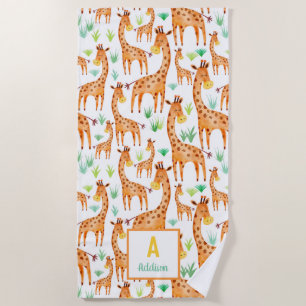 Schöne WasserfarbenGiraffe Tier Personalisiert Strandtuch
