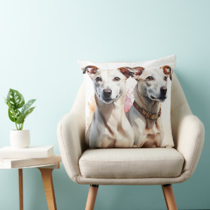 SCHÖNE WASSERFARBENHUNDE UND WEISSE HUNDE KISSEN