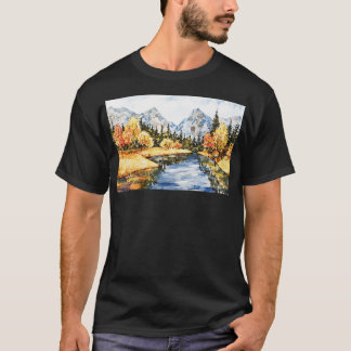 Schöne Wasserfarbeninsel und Berglandschaft T-Shirt