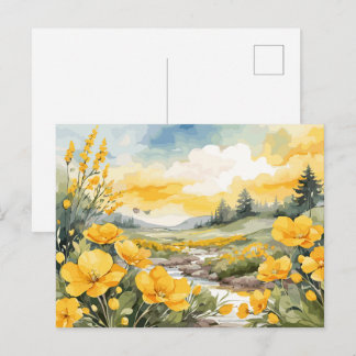 Schöne Wasserfarbenwelt Landschaft Postkarte