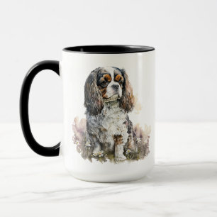 SCHÖNE WASSERFARBKABALIER KING CHARLES SPANIEL TASSE