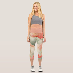 Schöne Wasserfarbwirbel Rot/Grün/Gold Design Capri Leggings