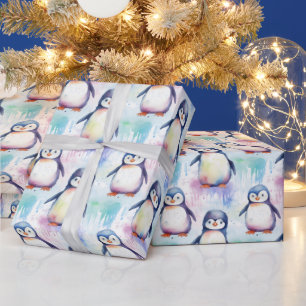 Schöne Watercolor Baby Penguin Weihnachten Geschenkpapier