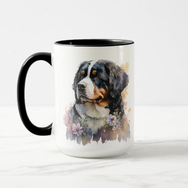 SCHÖNE WATERCOLOR BERNESE BERGHUND TASSE (Links)