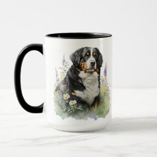 SCHÖNE WATERCOLOR BERNESE BERGHUND TASSE