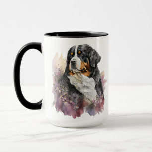SCHÖNE WATERCOLOR BERNESE BERGHUND TASSE