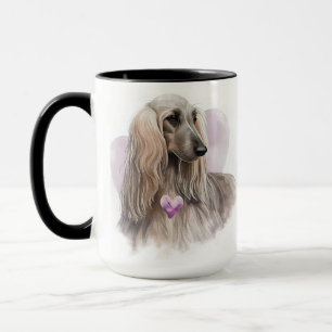 SCHÖNE WATERCOLOR BLONDE AFGHAN HOUND DOG TASSE