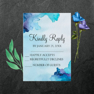 Schöne Watercolor Blue und Cyan RSVP Card Einladung
