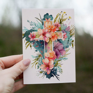 Schöne Watercolor Christliche Cross-Holiday Card Feiertagskarte