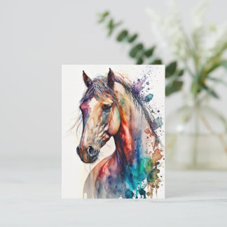 Schöne Watercolor Horse Grußkarte Einladung