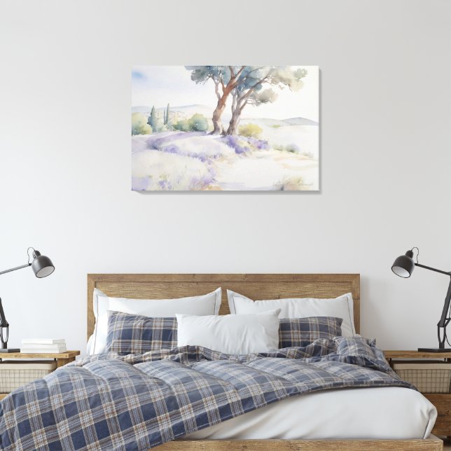 Schöne Watercolor Provence Landschaft Leinwanddruck (Insitu (Schlafzimmer))