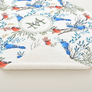 Schöne Watercolor - Vögel und Blattmuster Sherpadecke