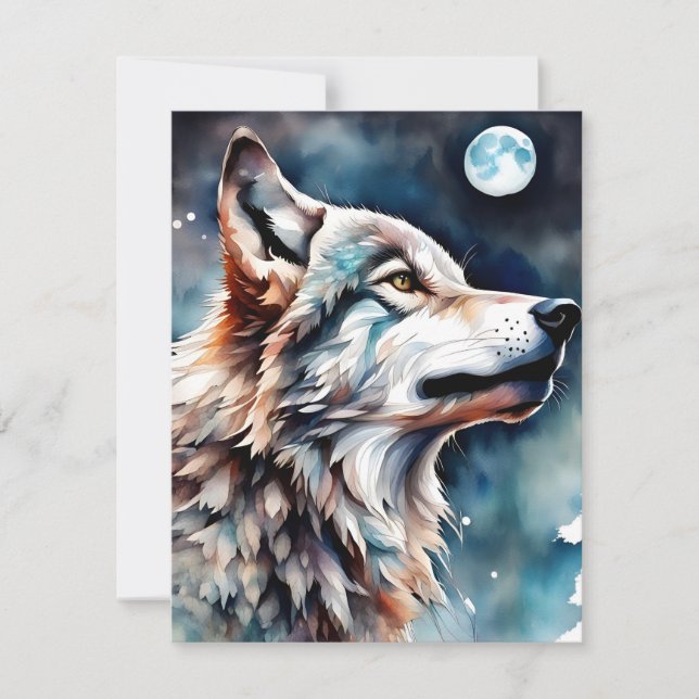 Schöne Watercolor Wolf Grußkarte Karte (Vorderseite)
