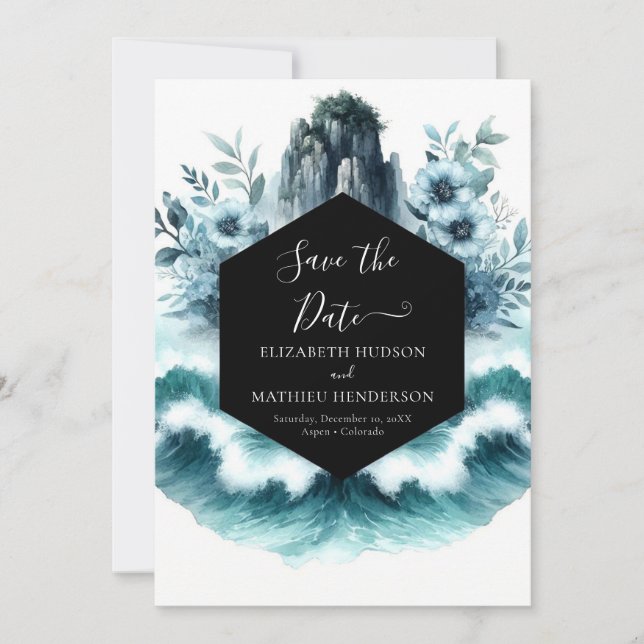 Schöne Waves Nautical Wedding Save The Date (Vorderseite)