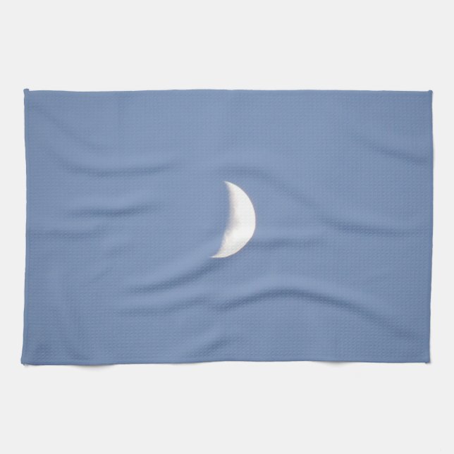 Schöne Waxing Crescent Moon in Daylight Küche Handtuch (Horizontal)
