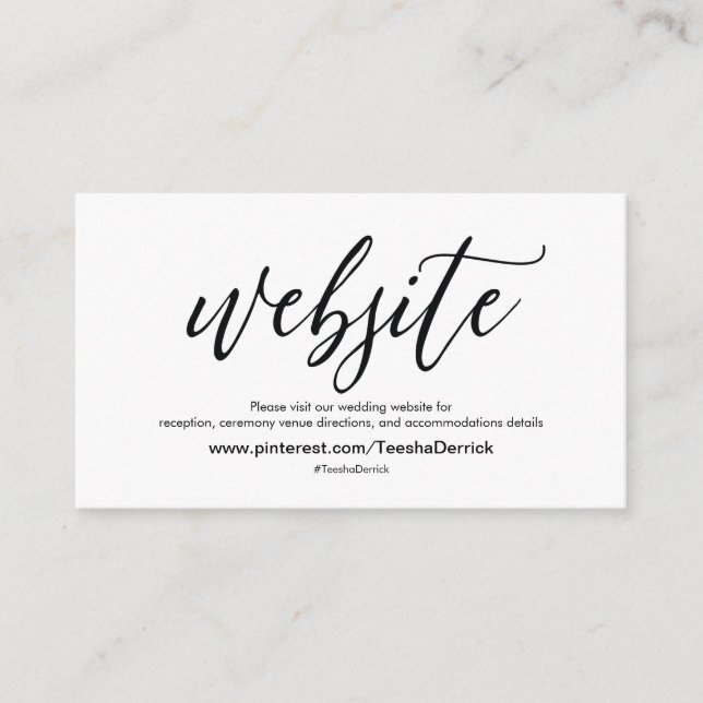 Schöne Website-Detailkarte für Hochzeiten Begleitkarte (Vorderseite)