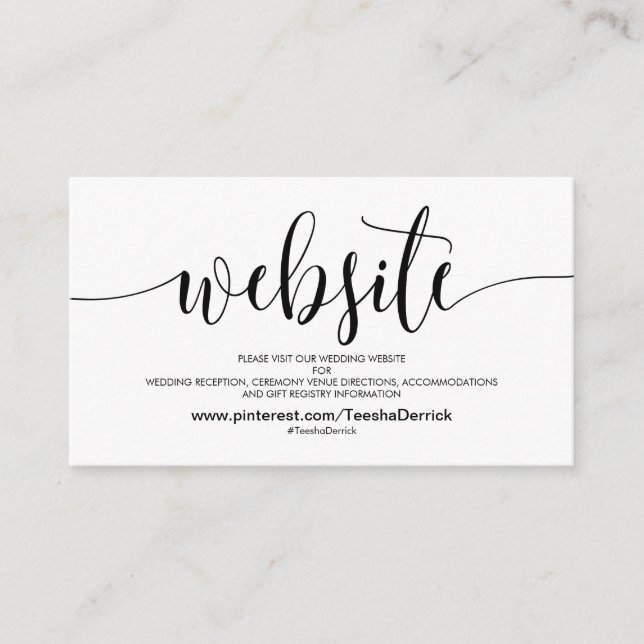 Schöne Website-Detailkarte für Hochzeiten Begleitkarte (Vorderseite)