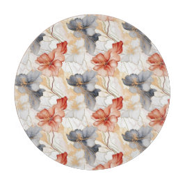 Schöne weibliche Pfirsich Blau und Weiß Blumen Schneidebrett