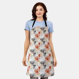 Schöne weibliche Pfirsich Blau und Weiß Blumen Schürze