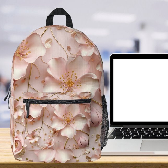 Schöne, weich rosa Pastellfarben, floralbedruckter Bedruckter Rucksack (Von Creator hochgeladen)