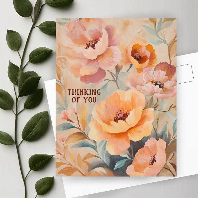 Schöne weiche Wildblumen Blume DENKEN SIE Postkarte (Beautiful Soft Wildflowers Flowers THINKING OF YOU Postcard
)