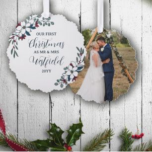 Schöne Weihnachten Florals 1. Weihnachten Verheira Ornament Karte