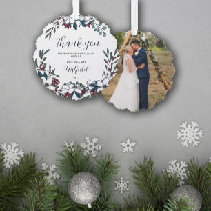 Schöne Weihnachten Florals Hochzeit Vielen Dank Ornament Karte