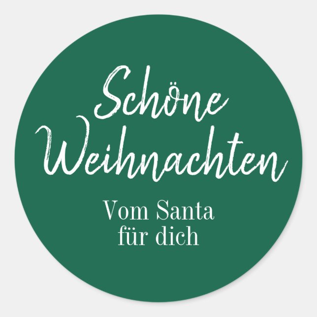 Schöne Weihnachten Green Frohe Weihnachten auf Deu Runder Aufkleber (Vorderseite)