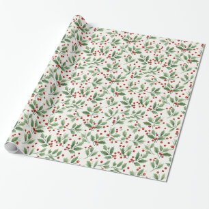 Schöne Weihnachten Holly Berries Geschenkpapier