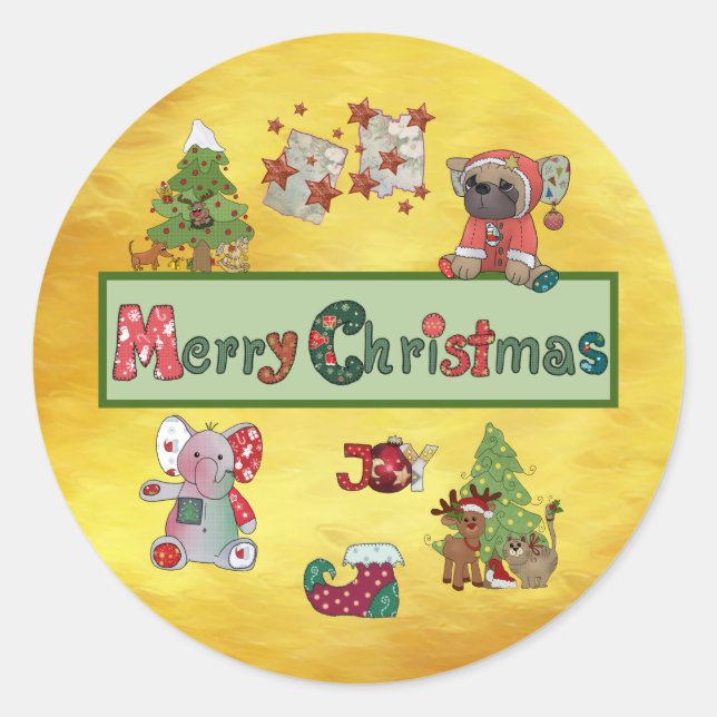 Schöne Weihnachten Runder Aufkleber (Vorderseite)